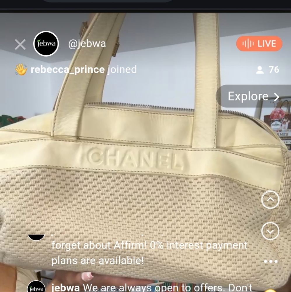 Chanel White Quilted Shoulder Bag - has Yellowung On Handles